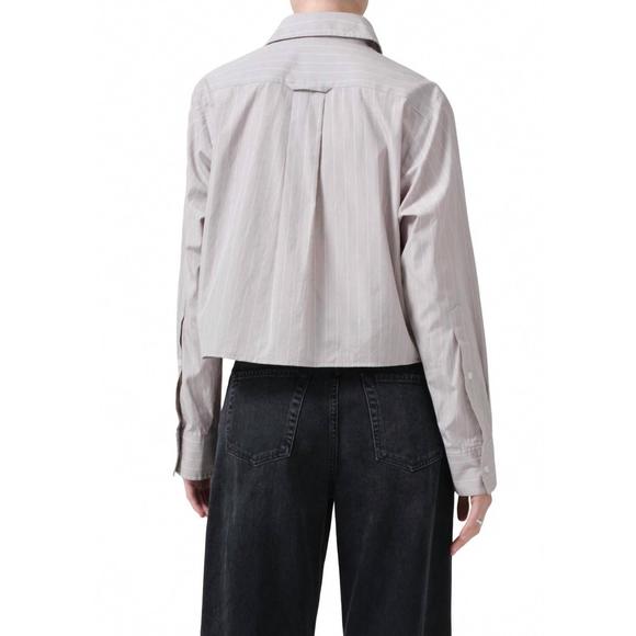 NEW CITIZENS OF HUMANITY fino cropped shirt in tailor grey stripe - Picture 2 of 3